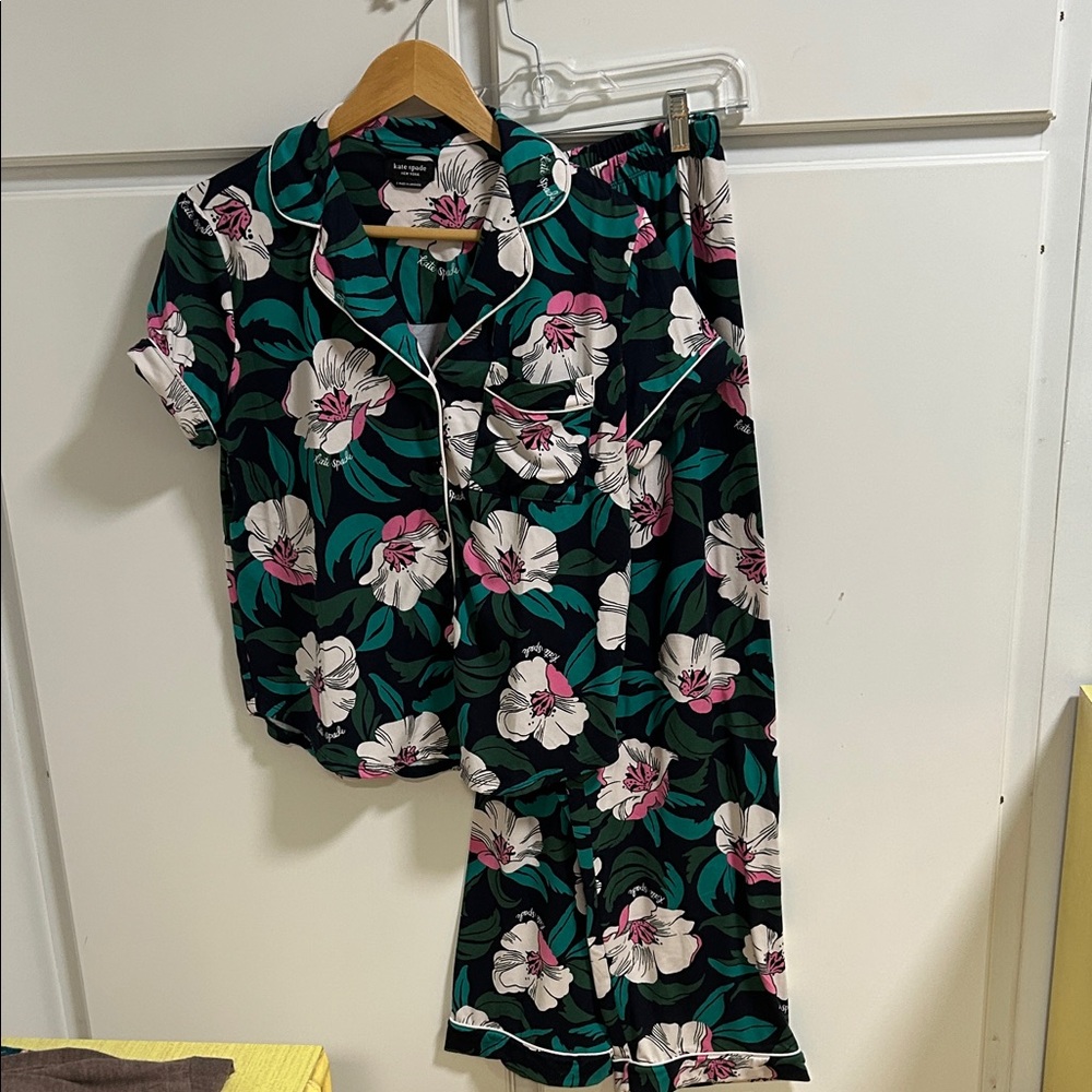 Kate Spade Black Floral Pajama Set Small
